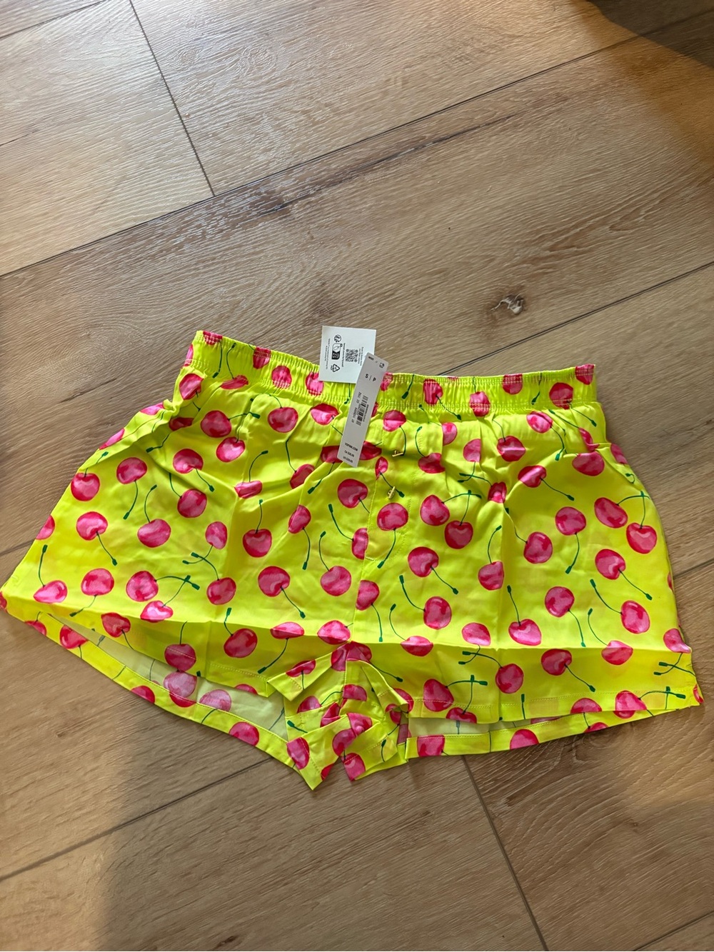 PINK Victoria's Secret Yellow Cherry Print Sleep Shorts